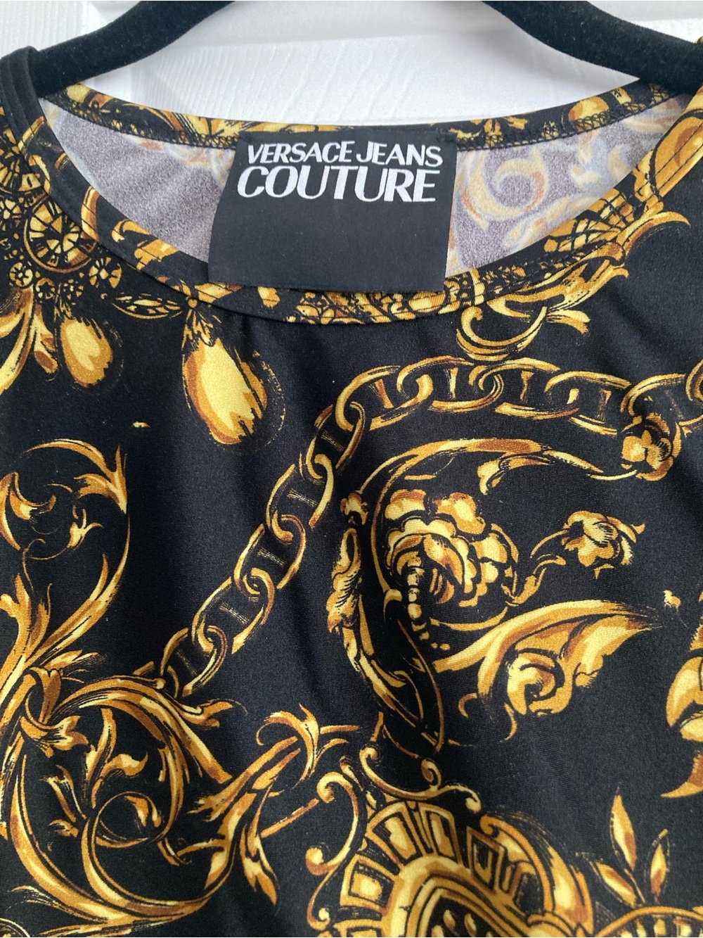 Versace Barocco Jeans Couture  Black & Gold Baroque Cropped top with skirt Set - Picture 5 of 10